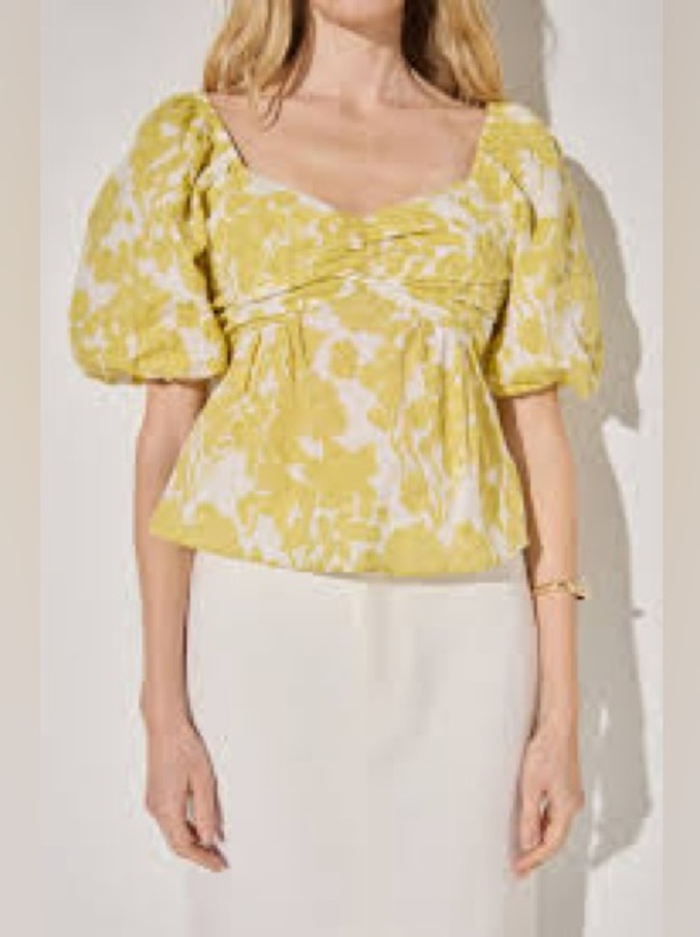 Nordstrom Free the Roses floral tied back puff sleeve top